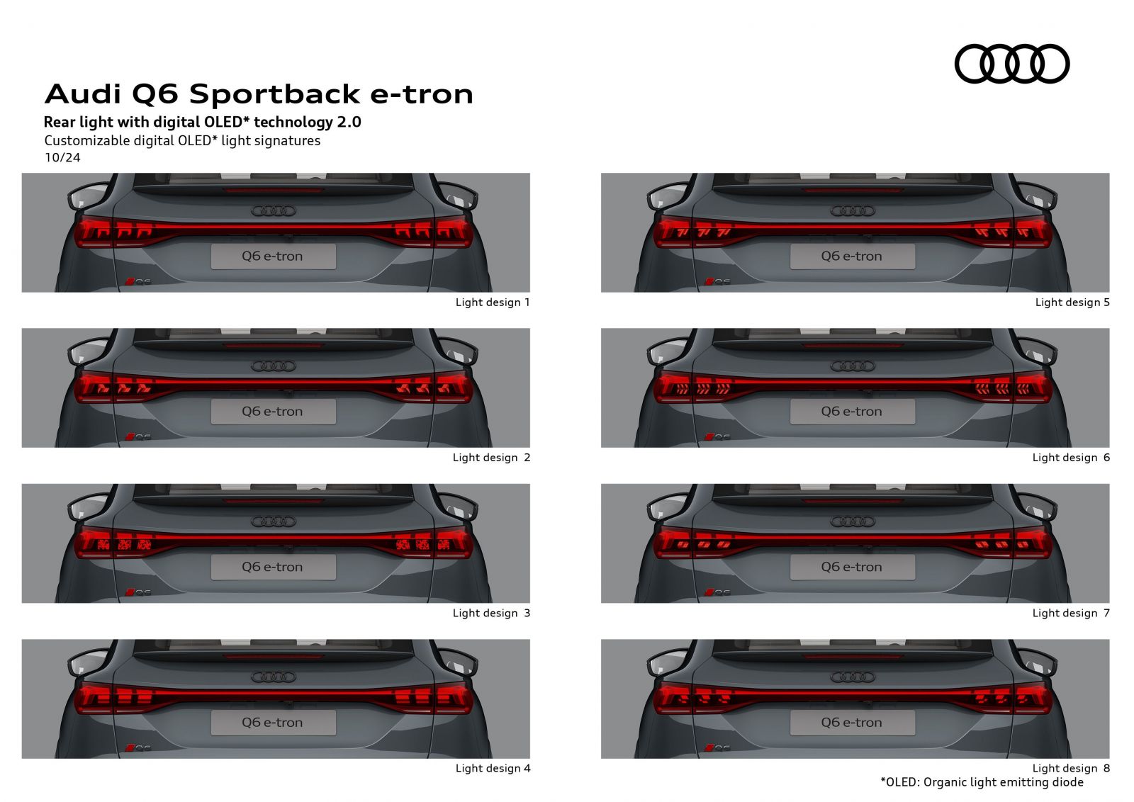 Audi Q6 Sportback e-tron - światła OLED